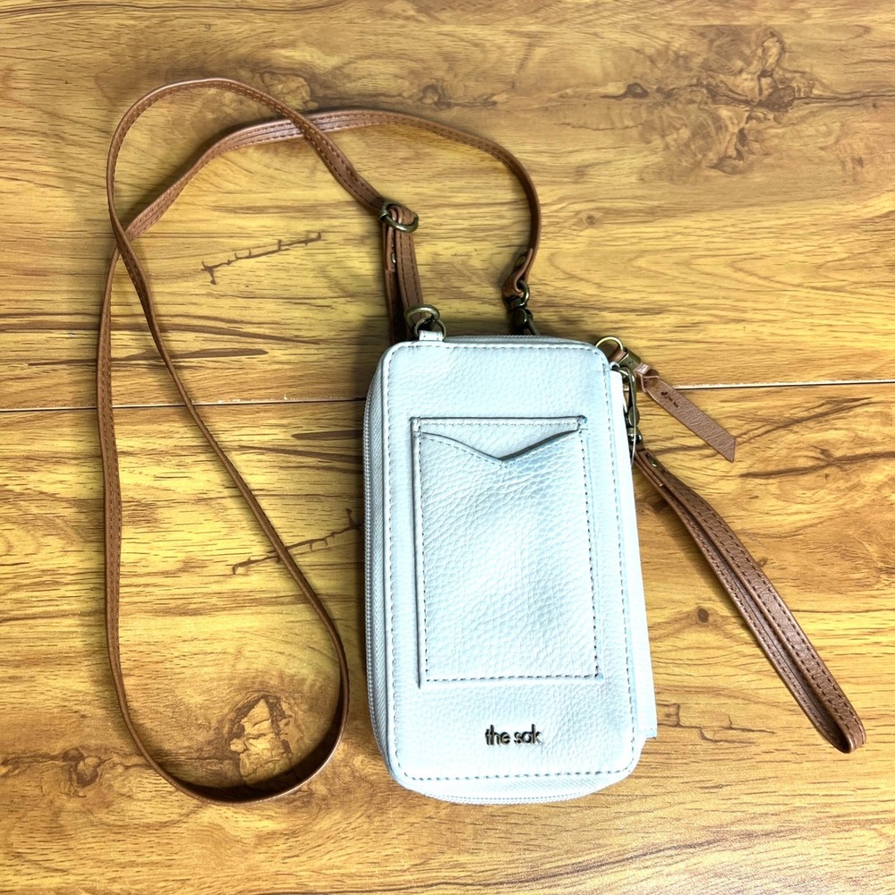 The Sak Wallet Card Holder Crossbody Bag Leather‎ Beige Wallet Purse